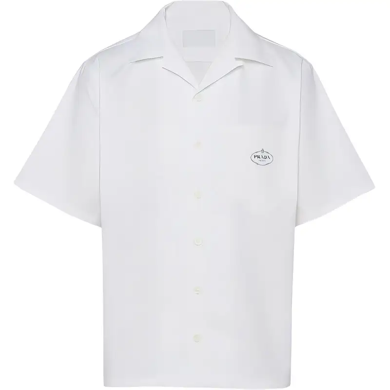 PRADA Shirts Men's White Cuban Collar Moderate Other