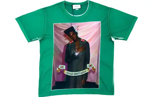 GUCCI T Shirts Men's Green Crew Neck Moderate Straight Fit