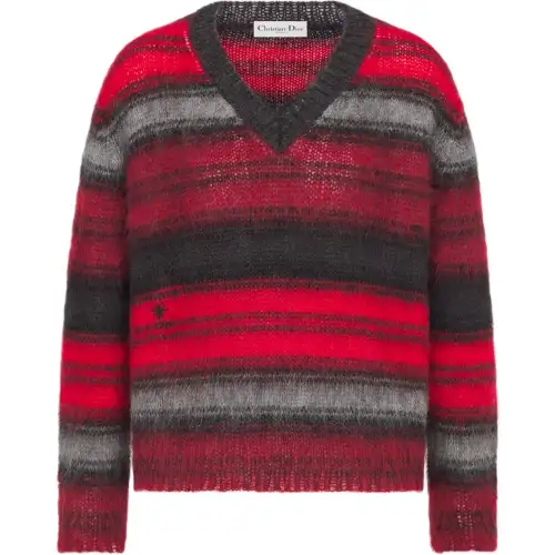 Christian DIOR Striped V Neck Jumper