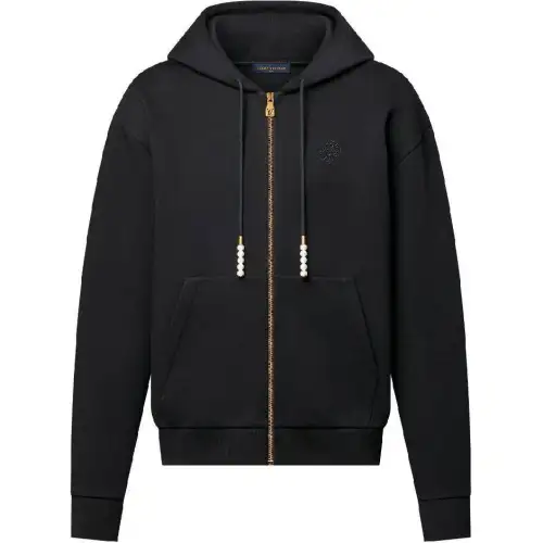 LOUIS VUITTON Embroidered Zipped Jersey Hoodie