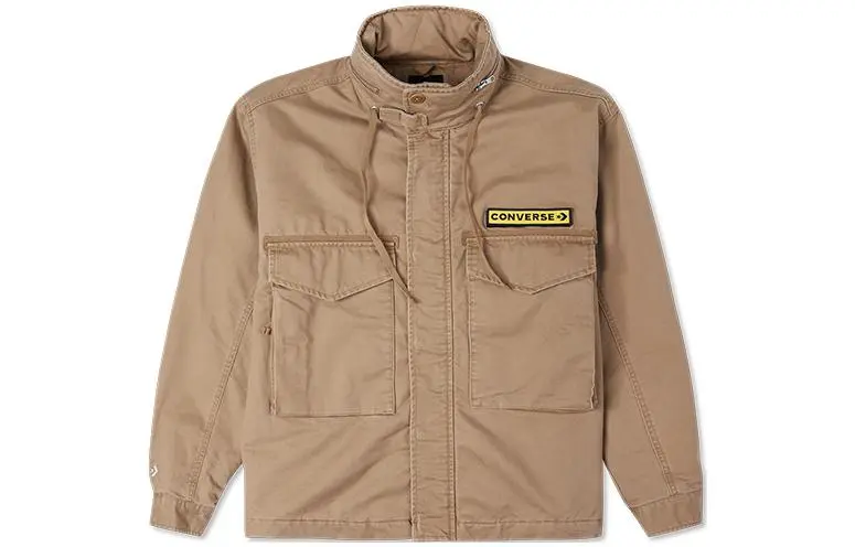 Converse Jackets Men's Brown Stand Collar Moderate Straight Fit