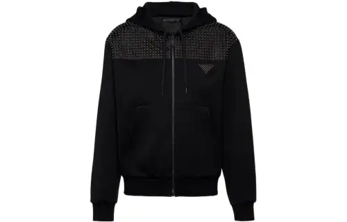 PRADA Jackets Men's Black Hooded Moderate Other