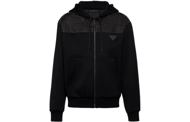 PRADA Jackets Men's Black Hooded Moderate Other