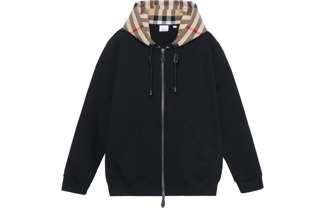 Burberry Check Hood Cotton Hooded Top