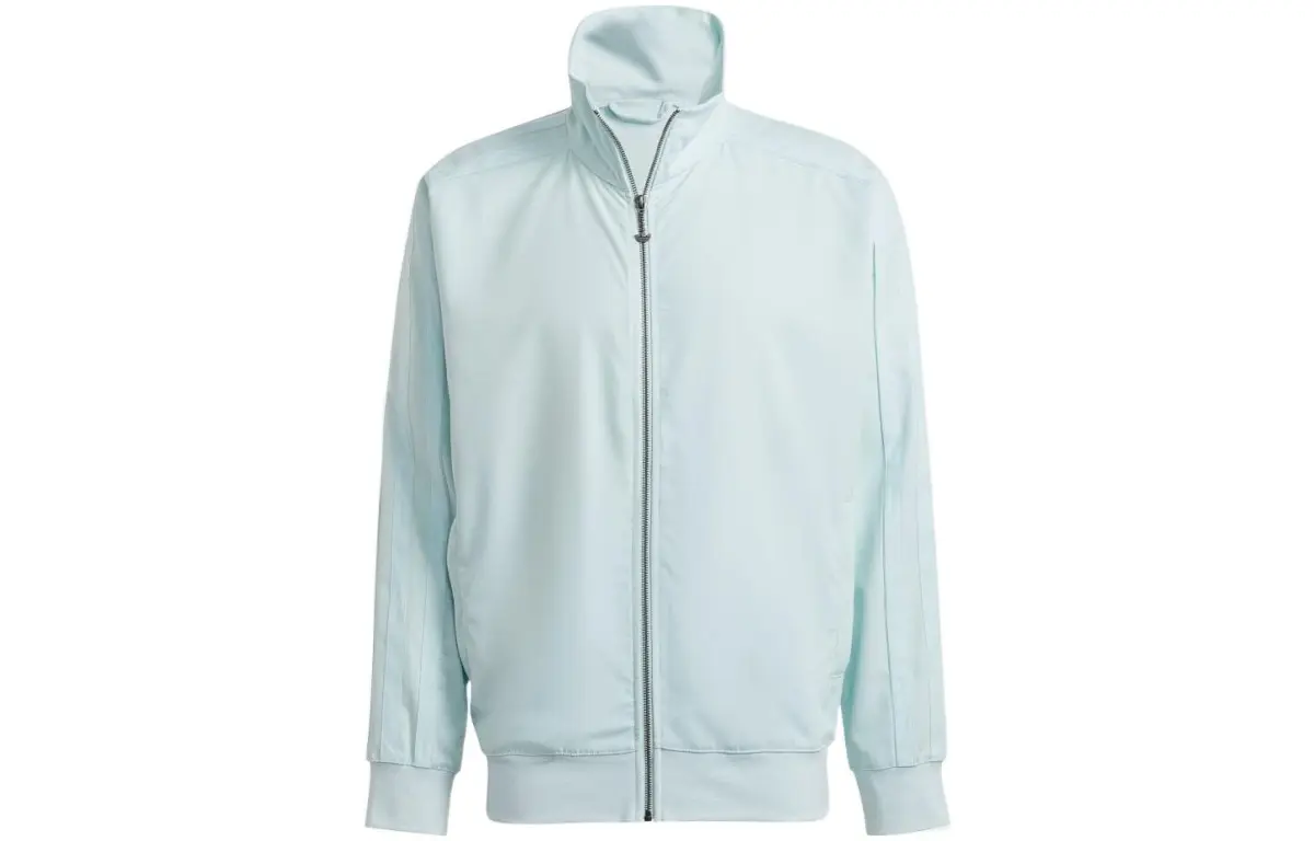 Adidas Originals Jackets Men's Light Blue Stand Collar Moderate Straight Fit