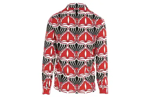 PRADA Shirts Men's Multicolor Stand Collar Moderate Hawaii