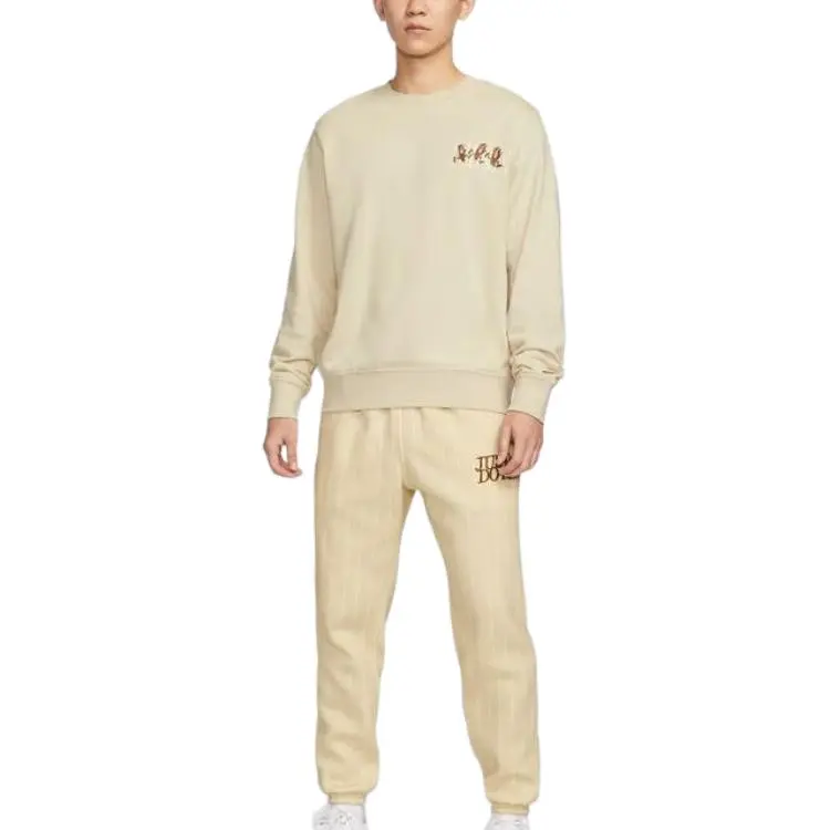 Nike Sweatshirts Men's Beige Crew Neck Moderate Straight Fit