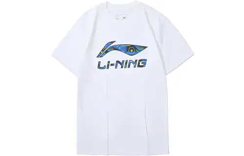 Li Ning T Shirts Unisex White Crew Neck Moderate Straight Fit