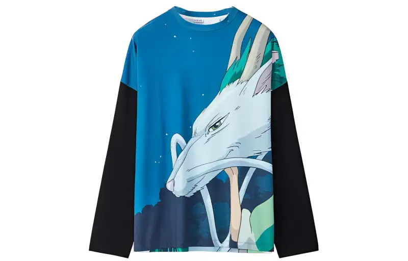 LOEWE Spirited Away T Shirts Men's Blue Crew Neck Moderate