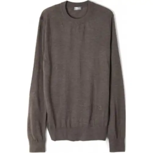 DIOR Cashmere Sweaters Men's Brown Crew Neck Moderate Other