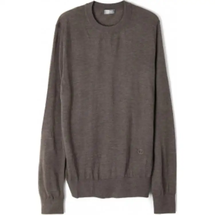 DIOR Cashmere Sweaters Men's Brown Crew Neck Moderate Other