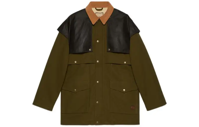 GUCCI Jackets Men's Green Lapel Moderate Other