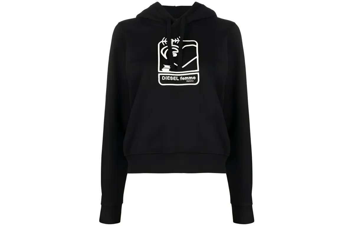 DIESEL Sweatshirts Unisex Black Hooded Moderate Regular