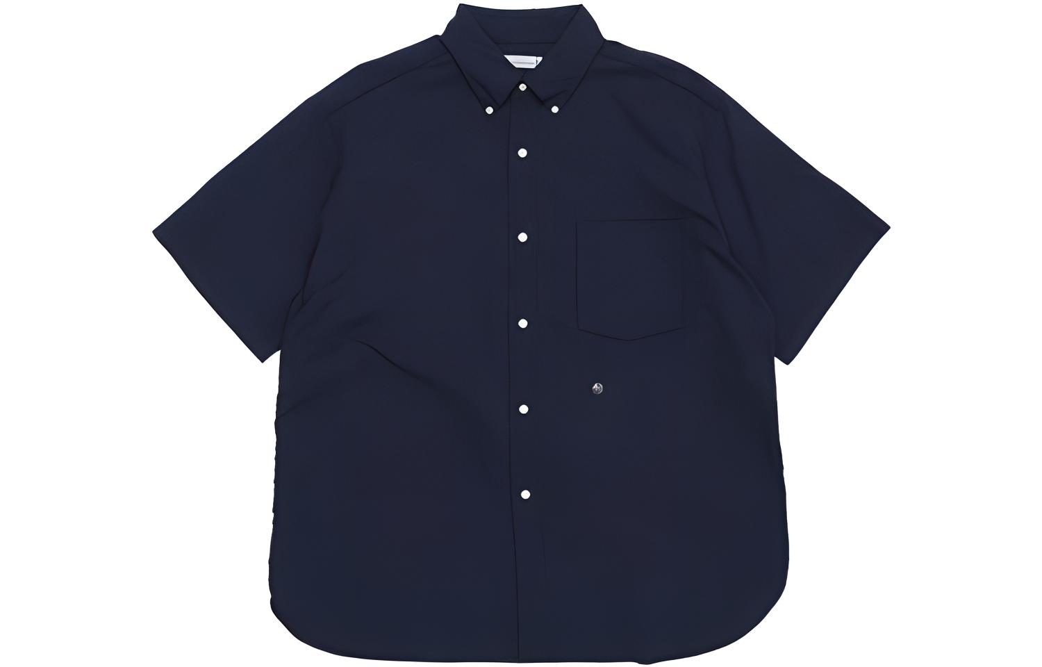 Мужская рубашка nanamica SS23 Button Down Wind Shirt (синяя) — Синий — фото 2