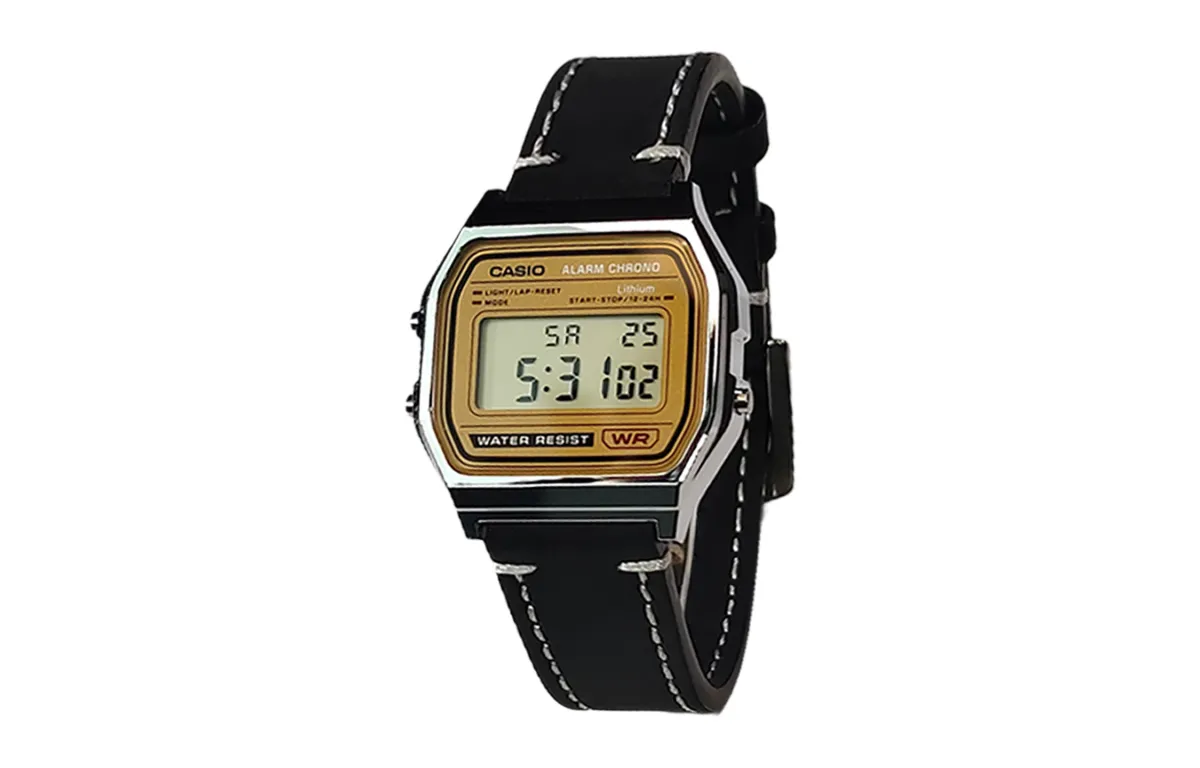 CASIO Custom Collection Electronic Movement Leather Strap Watch Men's Watches Silver Dial