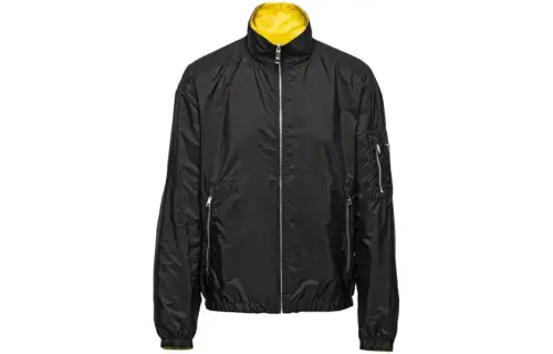 PRADA Jackets Men's Black Baseball Collar Moderate Other