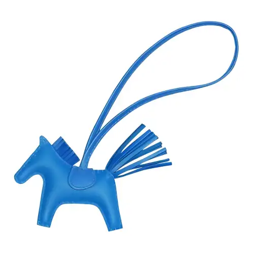 HERMES Rodeo Lambskin Metal Keychains Unisex Blue