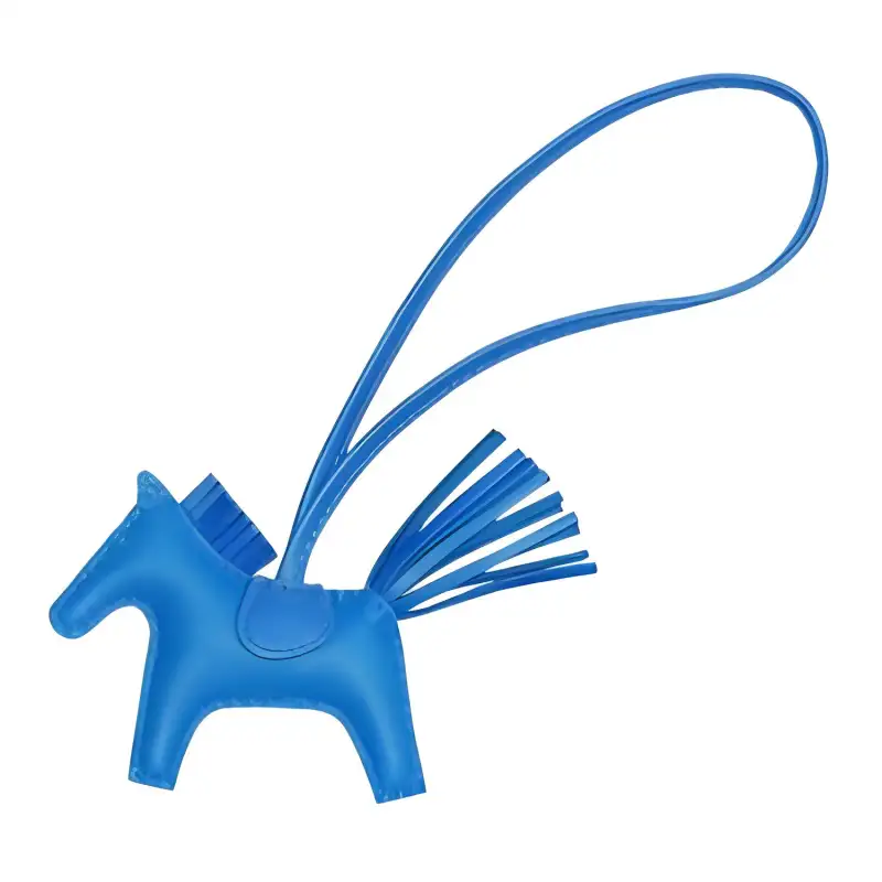 HERMES Rodeo Lambskin Metal Keychains Unisex Blue