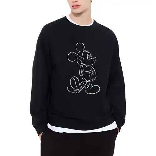 UNIQLO Sweatshirts Unisex Black Crew Neck Moderate Regular