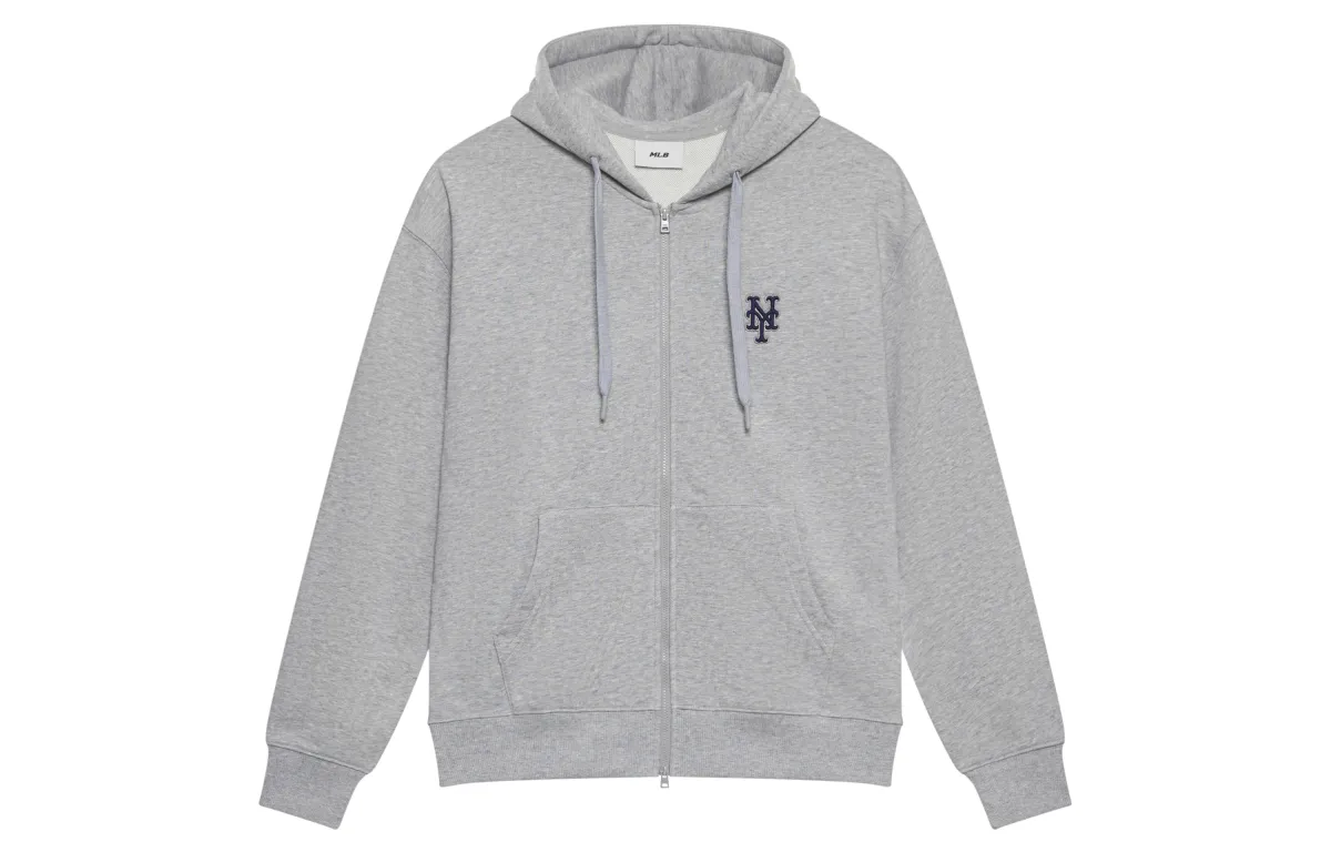 MLB Basic Collection New York Mets 24FW Zip Closure Cardigan Sweatshirt Unisex Heather Gray