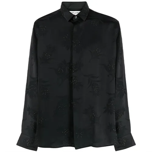 SAINT LAURENT Shirts Men's Black Lapel Moderate Shirt