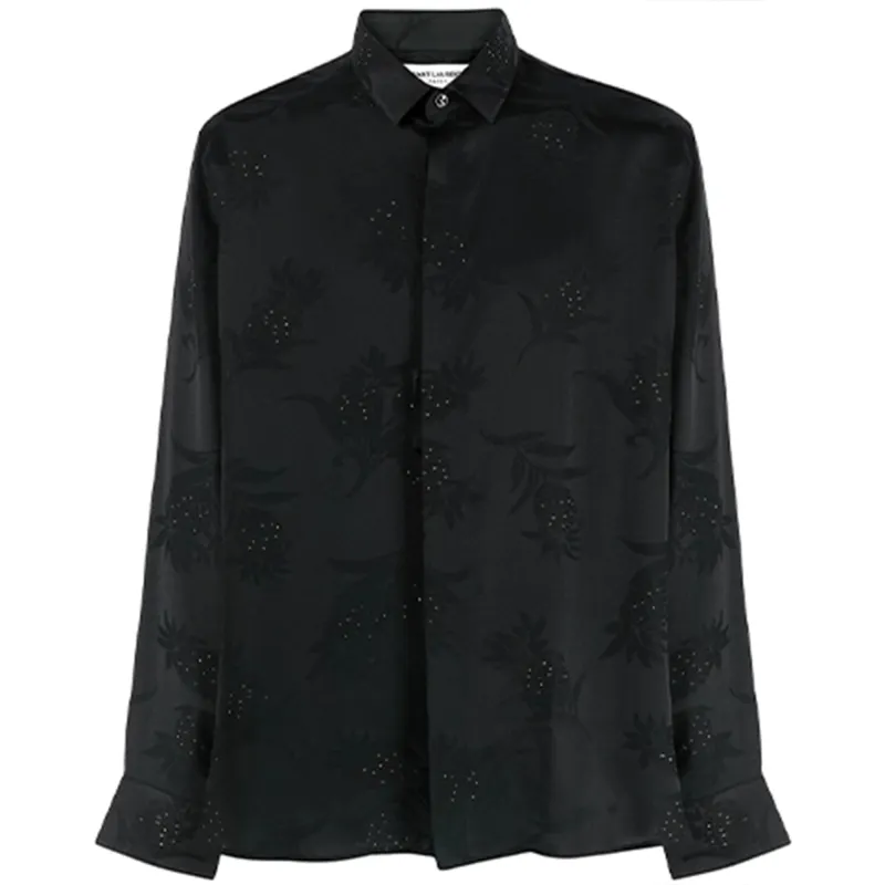 SAINT LAURENT Shirts Men's Black Lapel Moderate Shirt