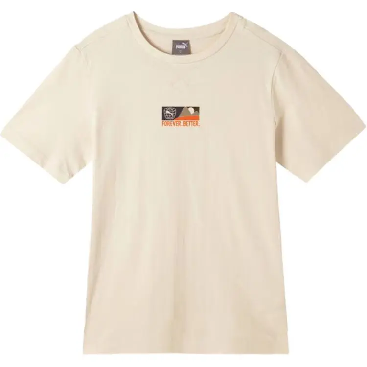 PUMA T-Shirts Men's Snow White Crew Neck Moderate Straight Fit