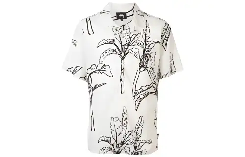 Stussy Shirts Men's White Polo Collar Moderate Shirt