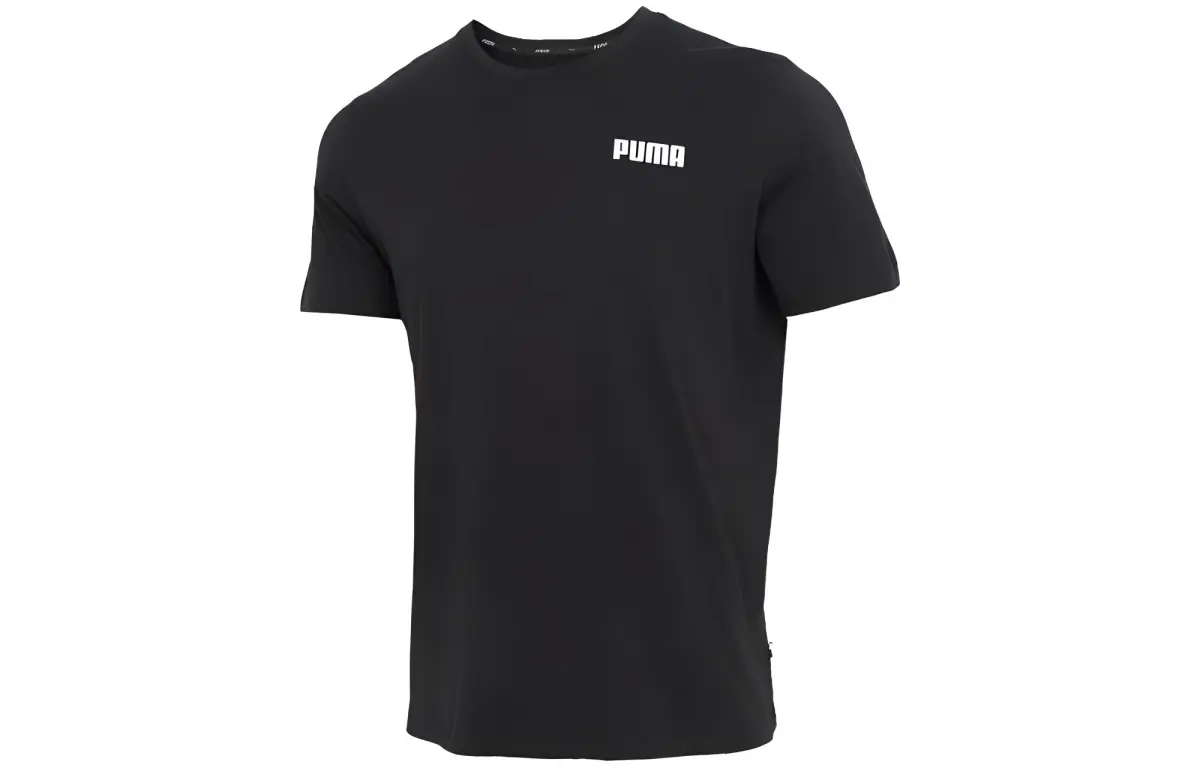 PUMA T-Shirts Unisex Black Crew Neck Moderate Straight Fit