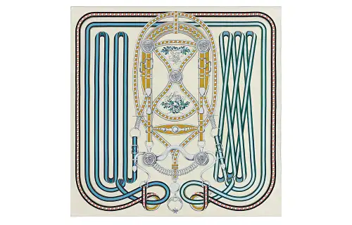 HERMES Scarves Women's Cream/Blue