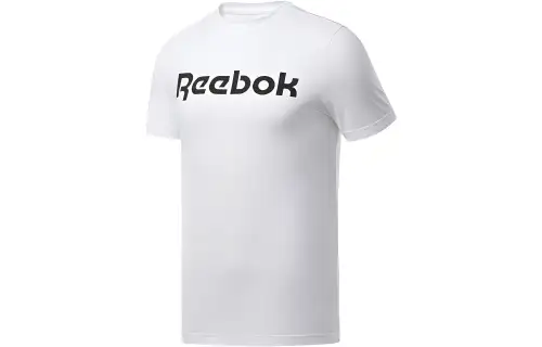 Reebok T Shirts Men's White Crew Neck Moderate Straight Fit
