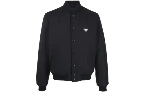 PRADA Jackets Men's Black Baseball Collar Moderate Other