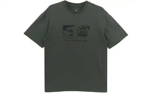 Vans T Shirts Men's Green Crew Neck Moderate Straight Fit