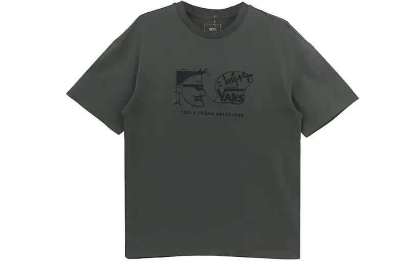 Vans T Shirts Men's Green Crew Neck Moderate Straight Fit