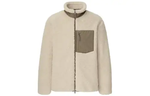 UNIQLO Jackets Men's Beige Stand Collar Moderate Other