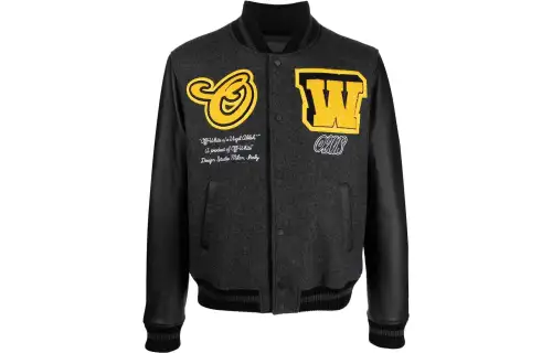 OFF-WHITE logo-patch varsity bomber jacket