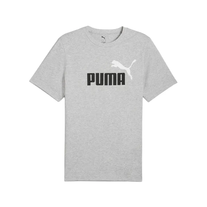 PUMA T Shirts Men's Gray Crew Neck Moderate Straight Fit