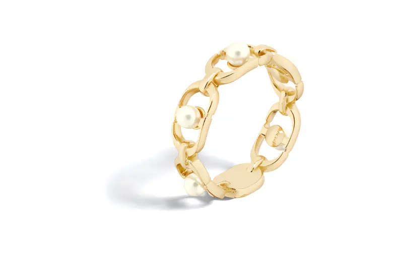 DIOR Metal, Resin Pearl Rings Women's Gold