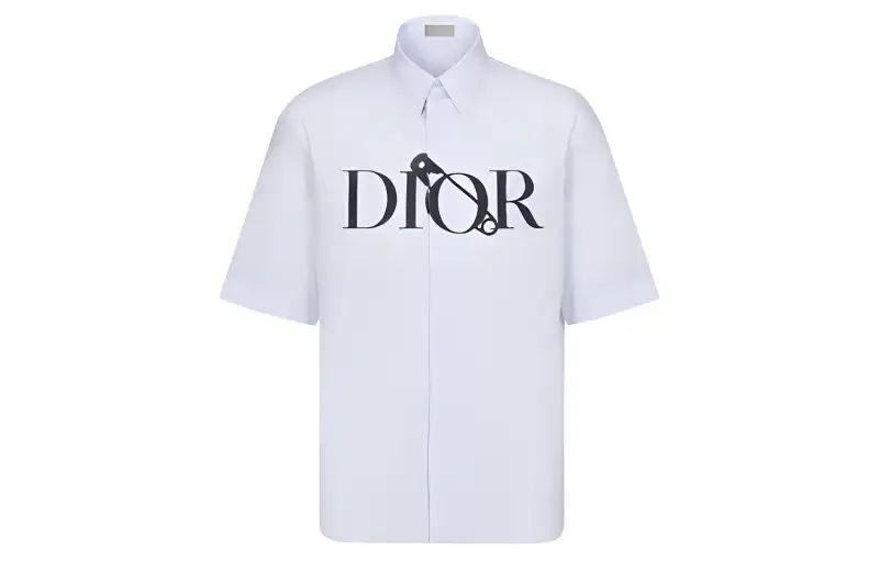 DIOR Shirts Men's Light Blue Crew Neck Moderate Other