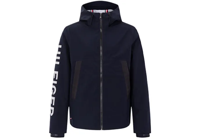 Tommy Hilfiger Jackets Men's Navy Blue Hooded (Non-detachable) Moderate Straight Fit