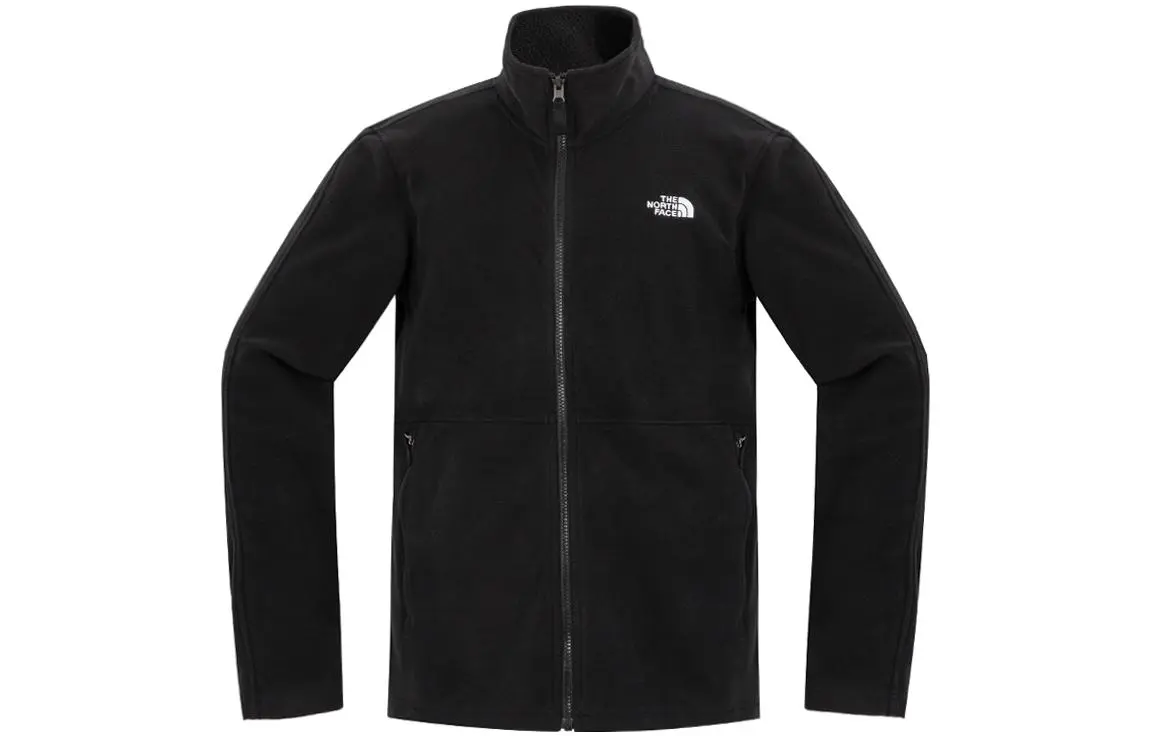THE NORTH FACE Fleece Tops Men's Black Stand Collar Moderate Straight Fit