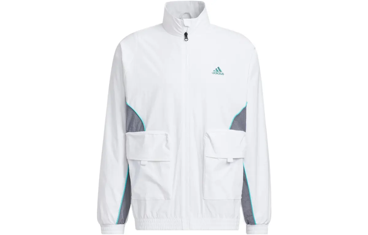 Adidas Jackets Men's White Stand Collar Moderate Workwear