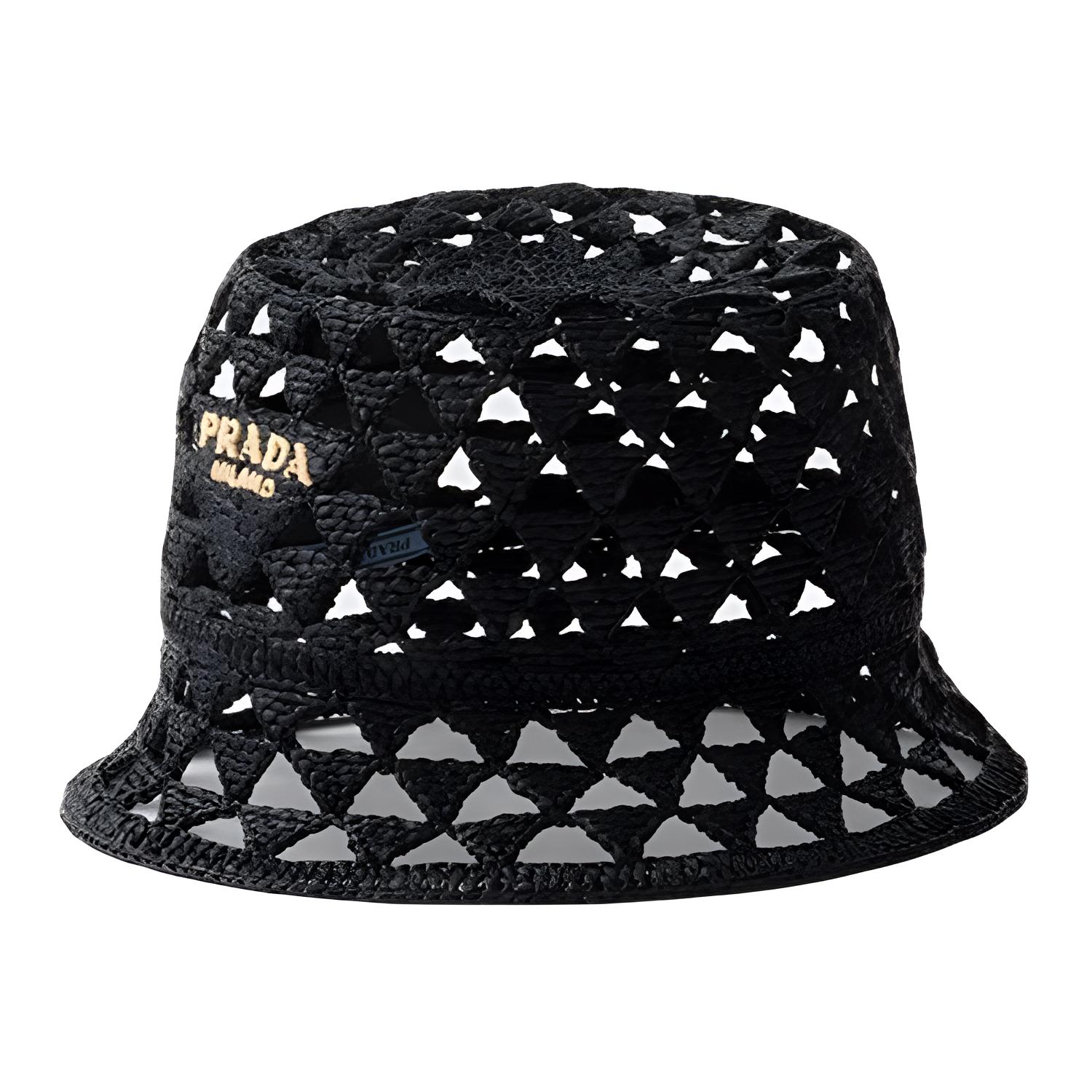 PRADA Brand Logo Bucket Hats Women's Black/Tan