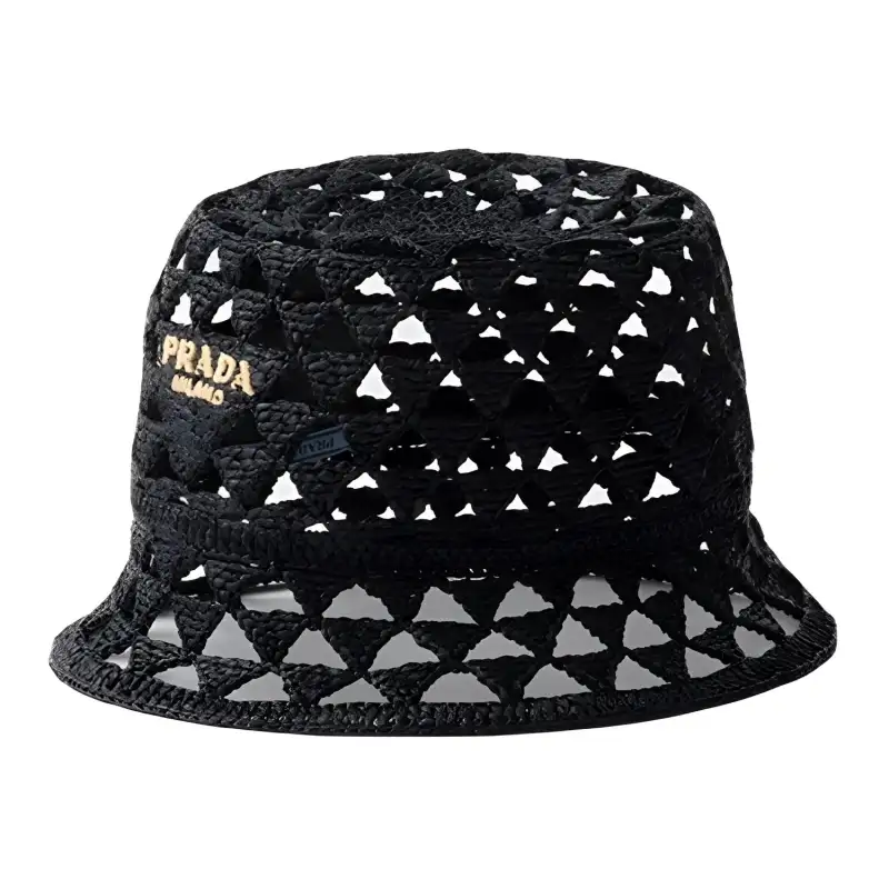 PRADA Brand Logo Bucket Hats Women's Black/Tan