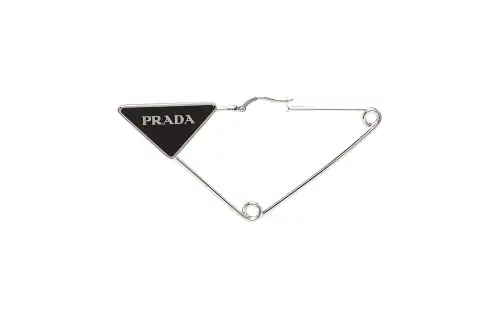 PRADA 925 Sterling Silver Stud Earrings Unisex Black