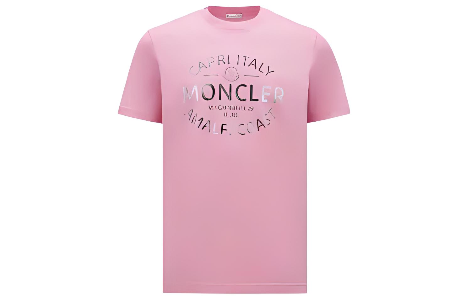 Мужская футболка Moncler Metallic Logo T-Shirt (розовая)