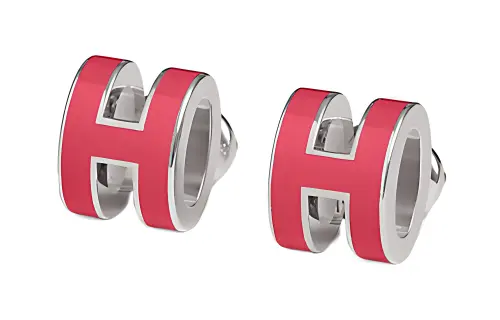 HERMES POP H Earrings Women's Rose Red