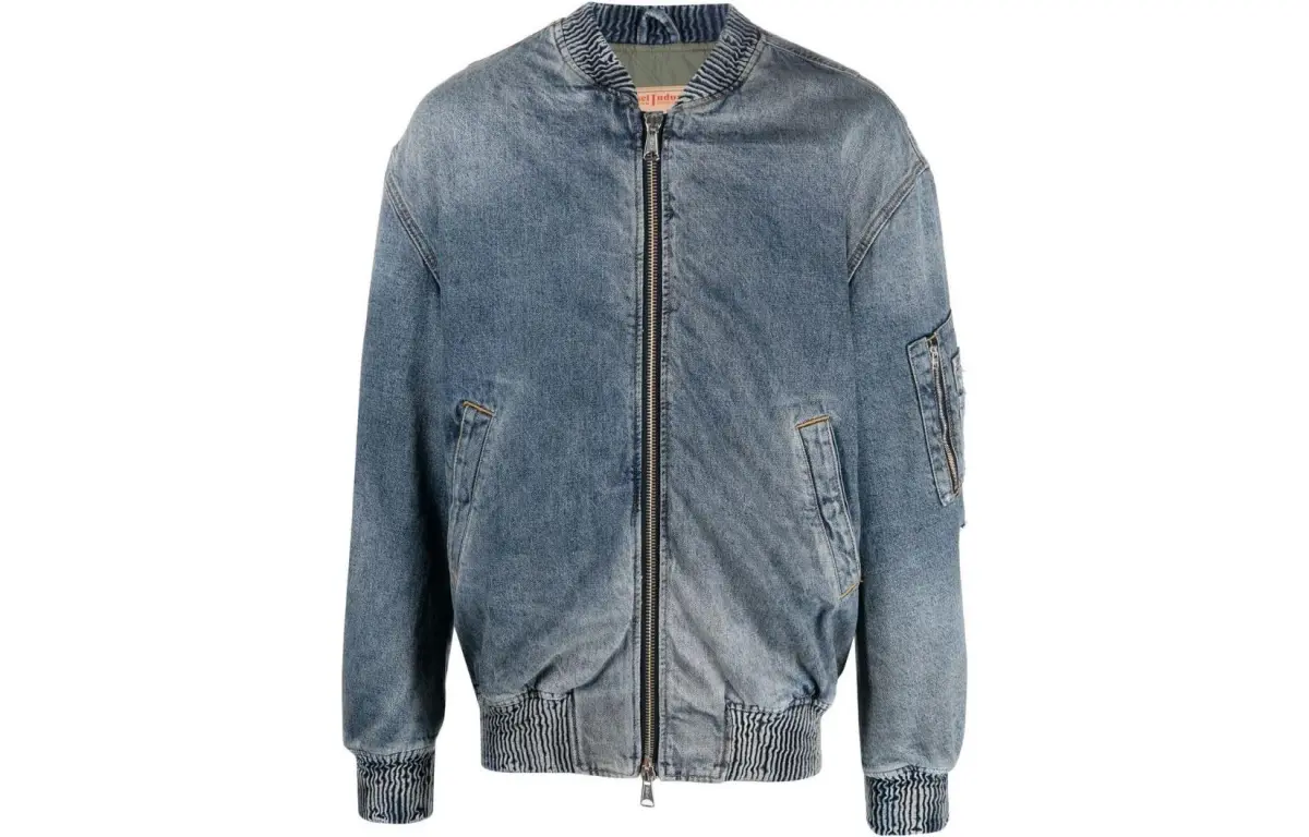 DIESEL Jackets Men's Blue Baseball Collar Moderate Straight Fit