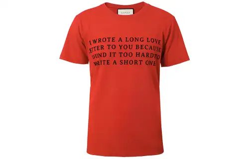 GUCCI T Shirts Men's Red Crew Neck Moderate Straight Fit