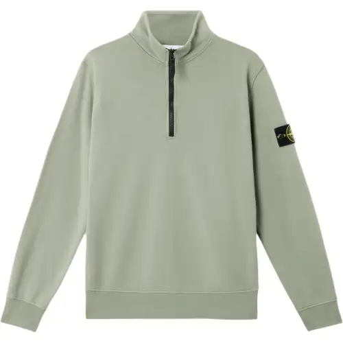STONE ISLAND Logo Patch Half Zip Sweatshirt